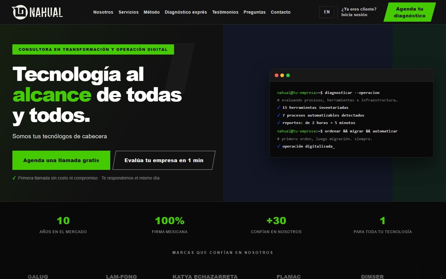 Captura del sitio de Nahual Consultores